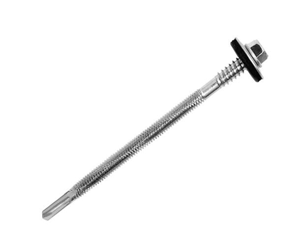 Саморіз покрівельний по металу для сендвіч-панелей цинк із шайбою EPDM та буром MAXPRO 5,5/6,3х110 мм 100 шт. (9T8-5563110)