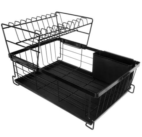 Сушилка двухъярусная кухонная для посуды со съемным поддоном и антискользящими ножками Сушилка двухъярусная кухонная для посуды со съемным поддоном и антискользящими ножками