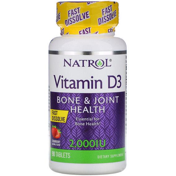 Вітамін D Natrol Vitamin D3 2,000 IU 90 Tabs Strawberry (NTL-05889)
