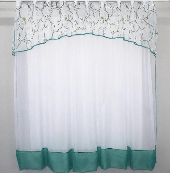 Фіранка кухонна з ламбрекеном шифон/органза 270х170 см Бірюзовий/Білий (00к 59-358)