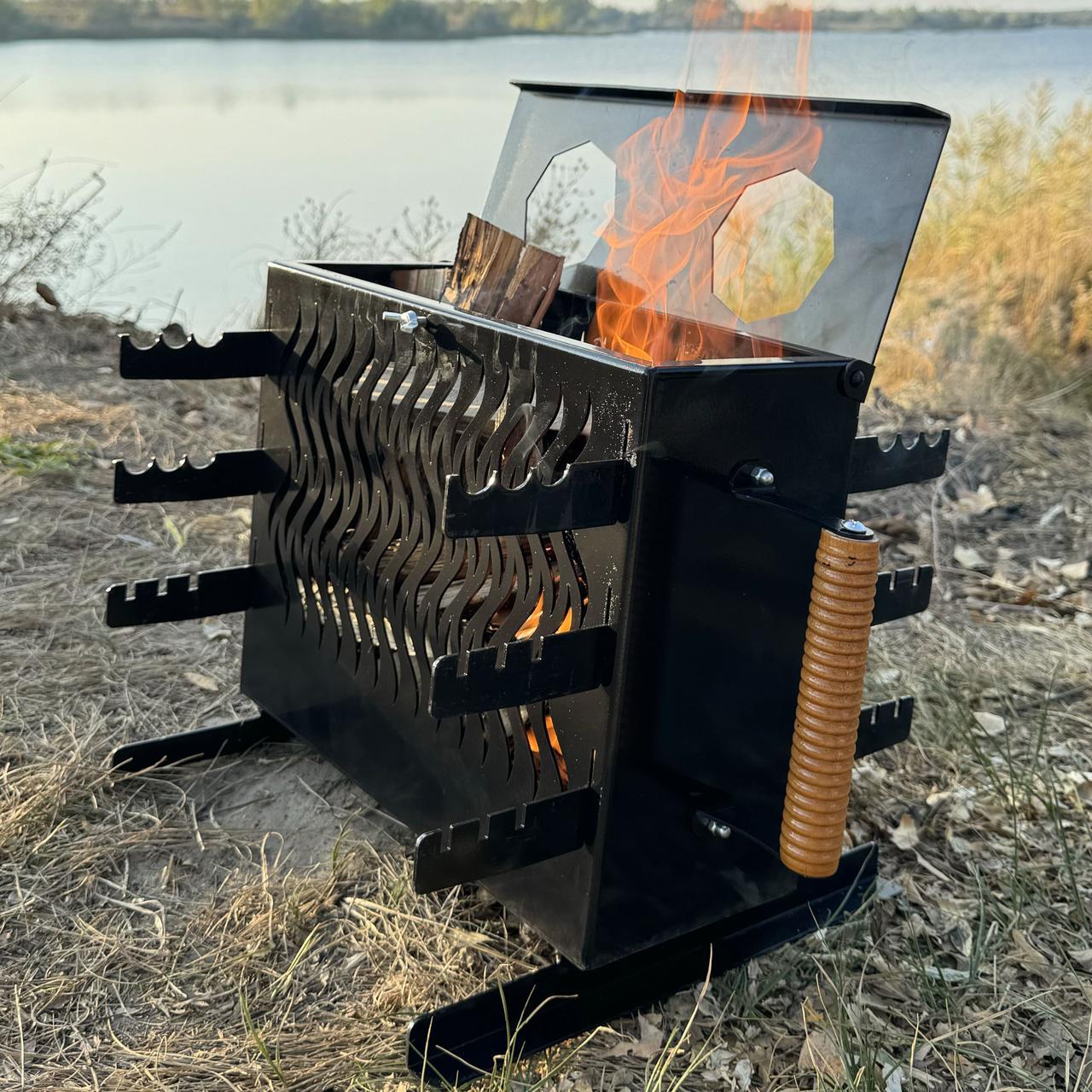 Мангал вертикальний Metalzavod Пандора на 6 шампурів 2 мм/33,6х43,7х32,5 см (MVV6-2) - фото 2