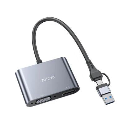 Переходник Yesido HM15 HDTV Adapter USB-A/USB-C 2.0/HDMI/VGA (21588137)