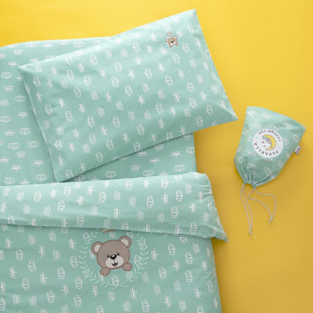 Комплект постельного белья в детской кроватке Коронка для младенцев мята детская