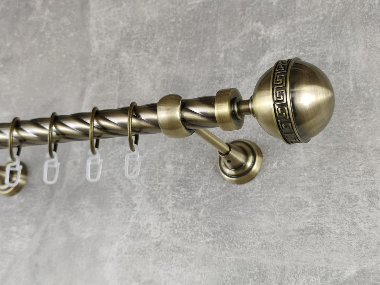 Карниз MStyle металлический для штор однорядный Таврика 25 мм крученый 400 см Антик (5012334)