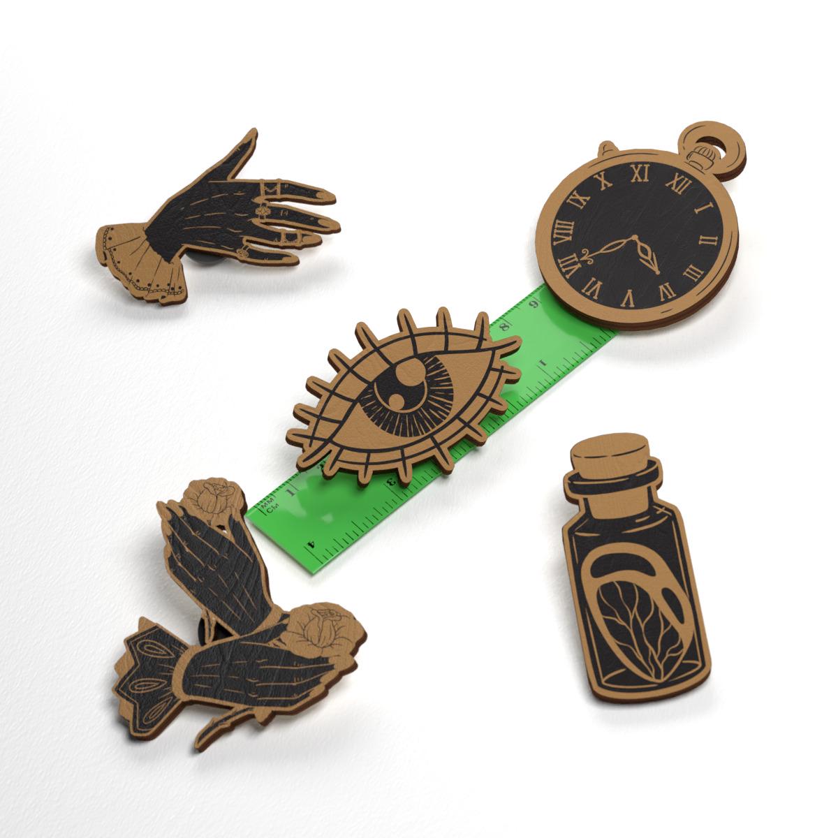 Набор значков Lex Altern Набор для ведьмы/викторианский из дерева 5 шт. - фото 2 Набор значков Lex Altern Набор для ведьмы/викторианский из дерева 5 шт. - фото 2