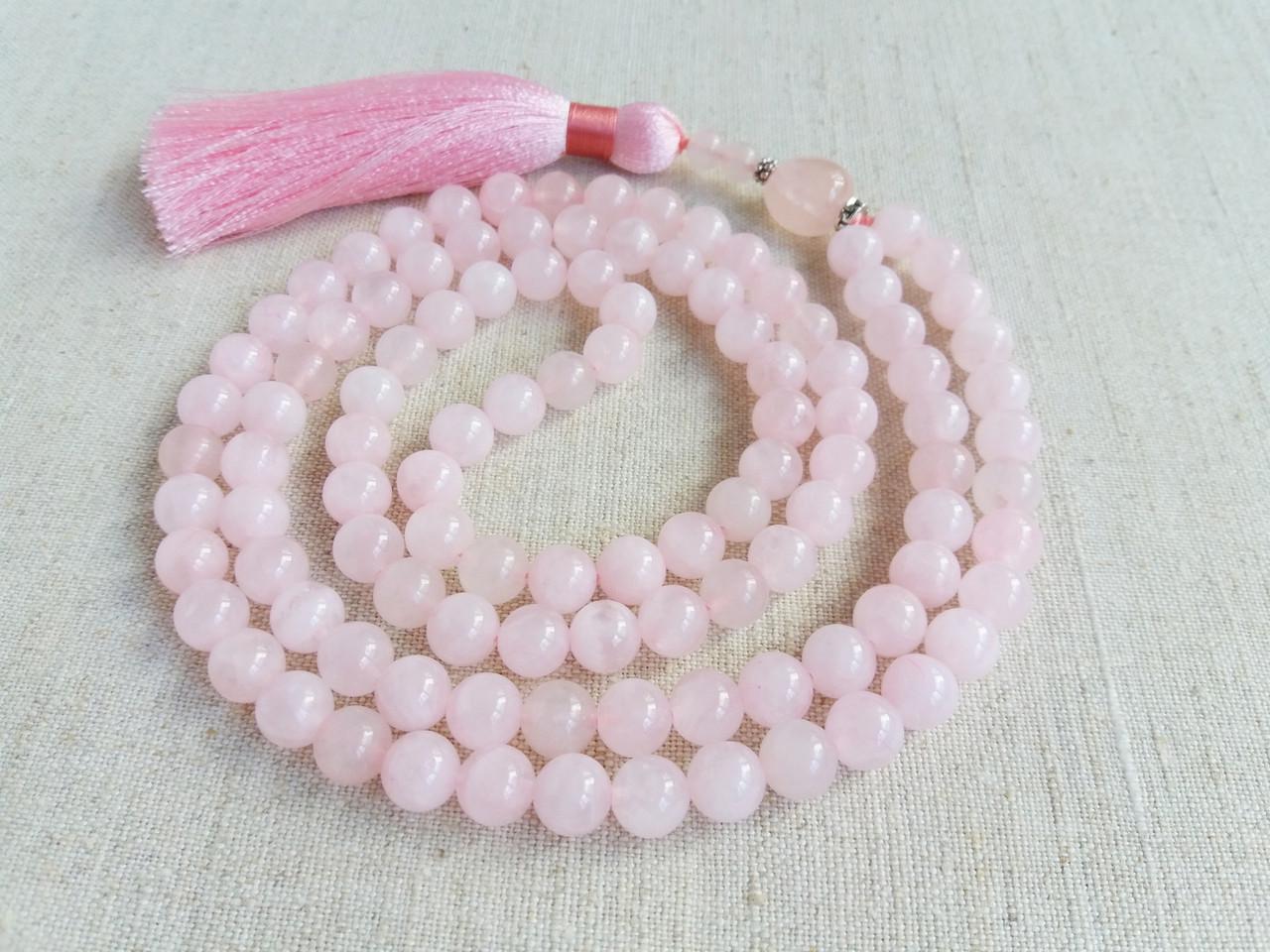 Четки из Розового Кварца без узлов 108 бусин d 8 мм (1148042514)