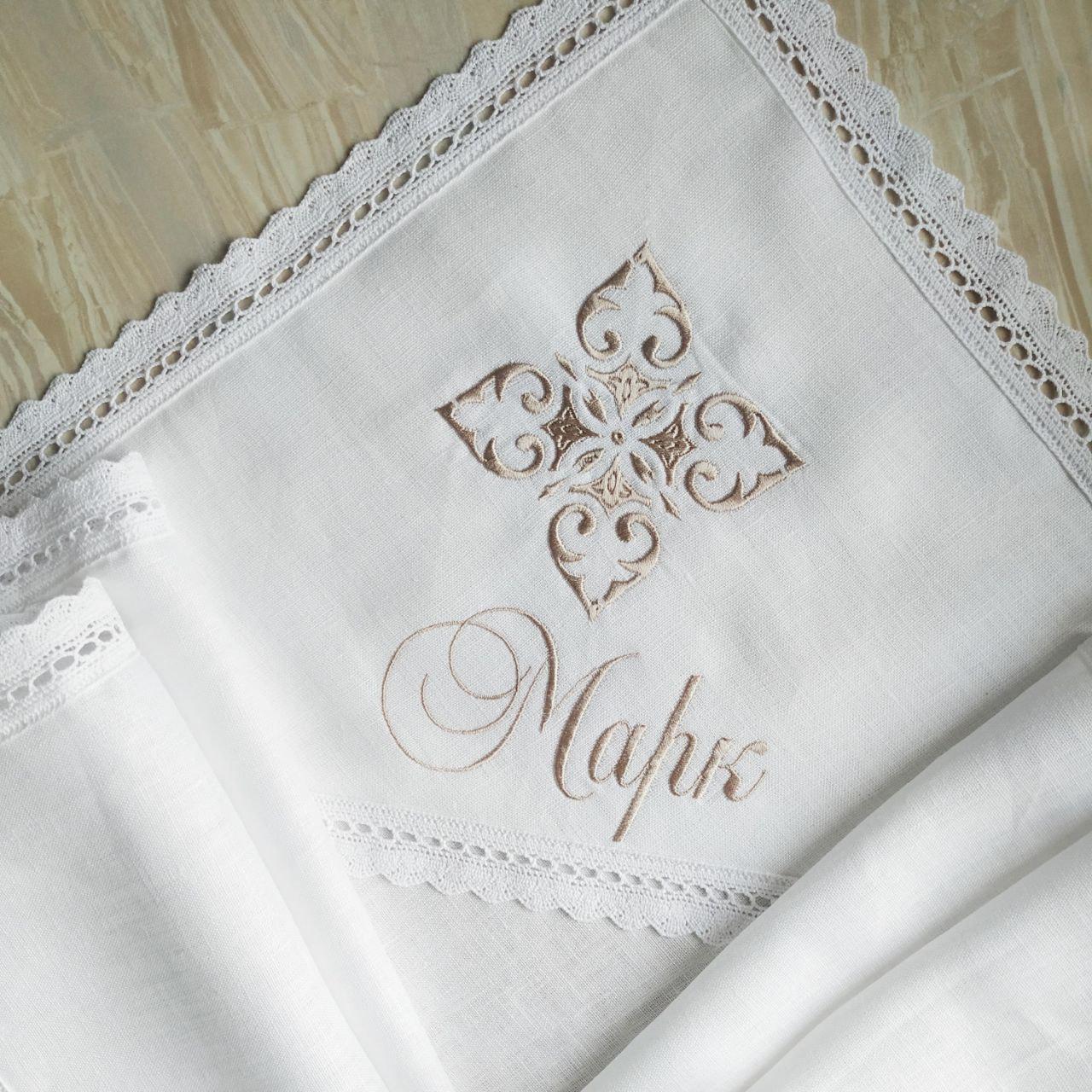 Крыжма для крещения именная Цветок льна и мешочки для локона и хранения (2190431043) - фото 5 Крыжма для крещения именная Цветок льна и мешочки для локона и хранения (2190431043) - фото 5