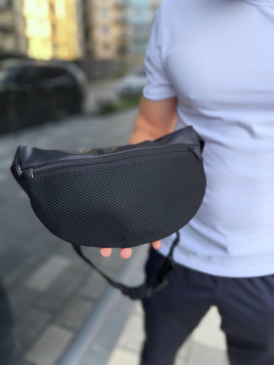 Сумка поясная муж экокожа Черный (39293) - фото 4 Сумка поясная муж экокожа Черный (39293) - фото 4