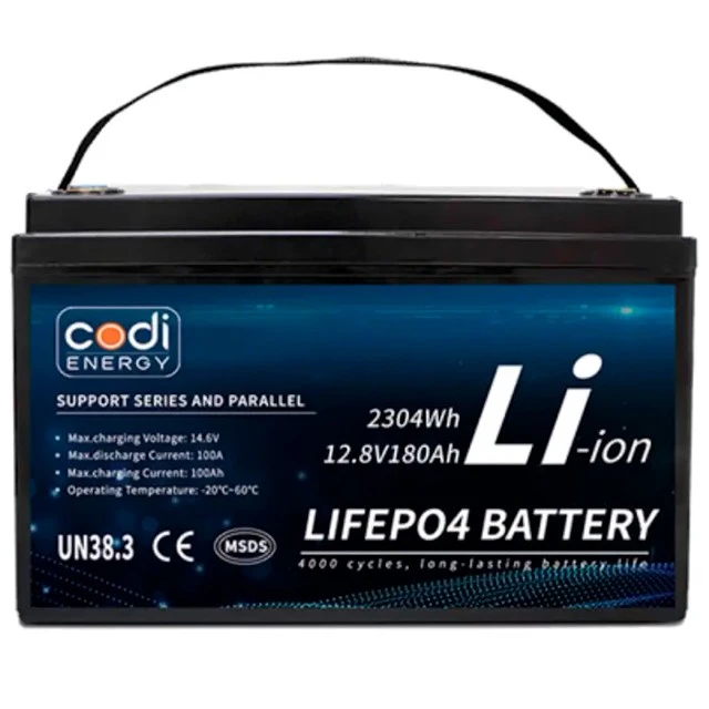 Аккумулятор для ИБП UPS Codi Energy LiFePO4 12V/180AH 2304 W/h литиево-железо-фосфатный