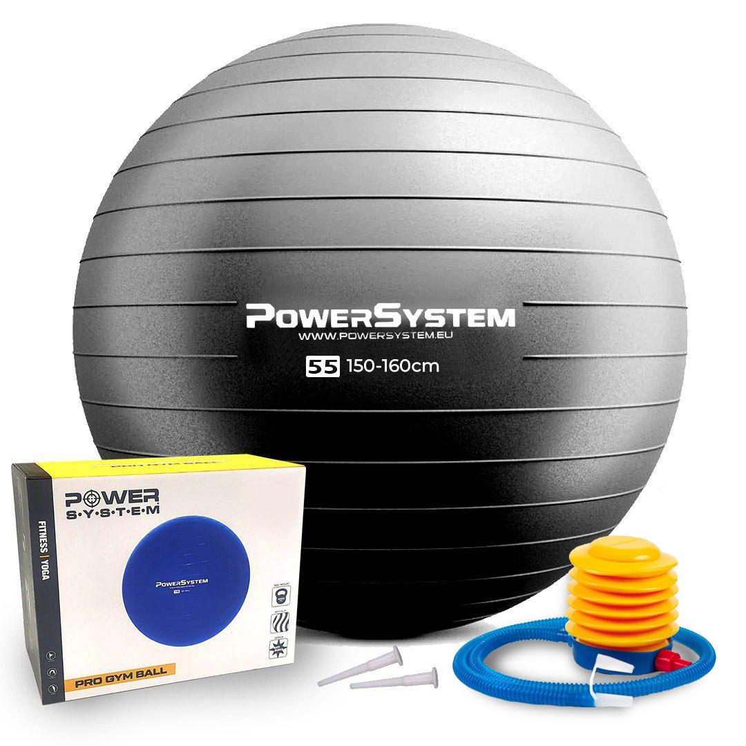 М'яч для фітнесу Power System PS-4011 PRO Gymball Ø 55 см Black - фото 1