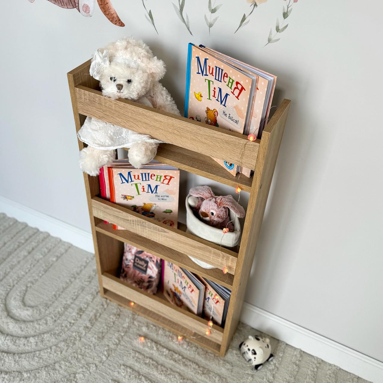 Полка настенная на 3 секции в детскую комнату Дуб сонома (DP-4D) - фото 2