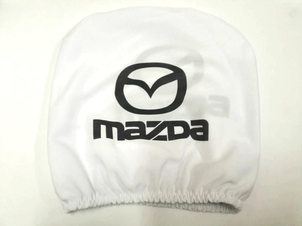 Чохол підголівників MAZDA логотип Білий/Чорний (279824)