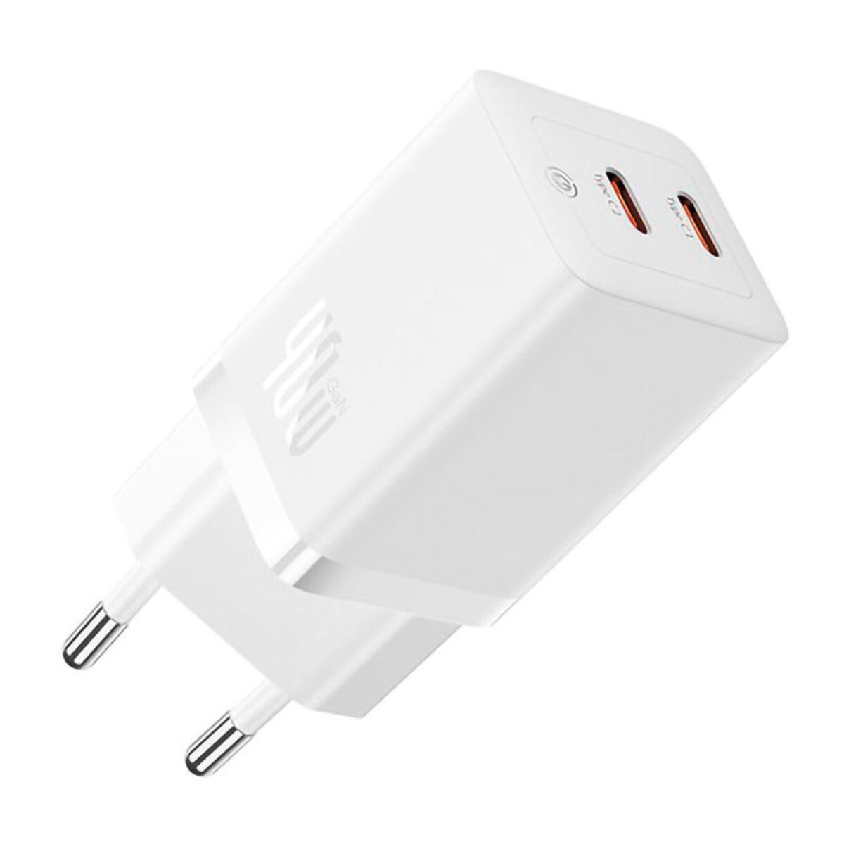 Зарядний пристрій Baseus GaN5 Pro Fast Charger 2xType-C 40W EU White (CCGP180102)