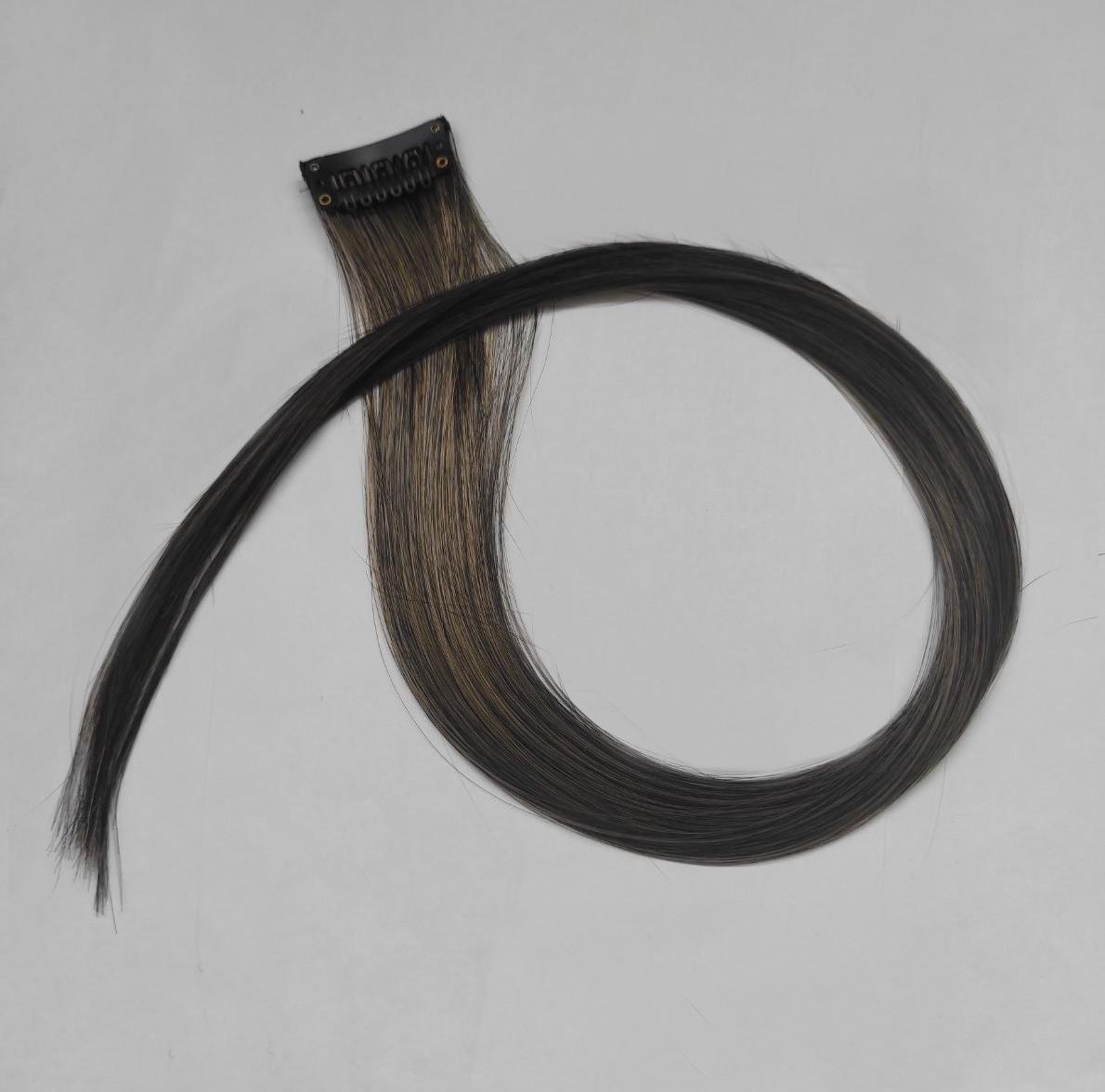 Декоративная прядь волос однотонная на заколке 50 см Пепелясто-каштановый (M4-8-1196-ПК)