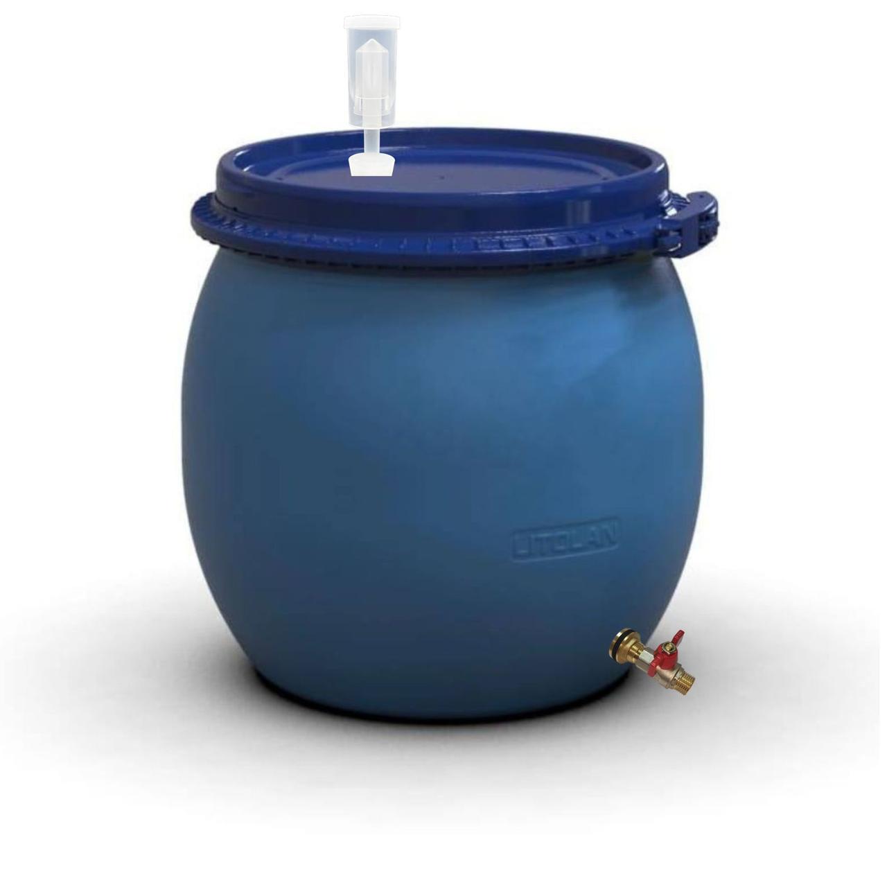 Бочка для бродіння Litolan з винним клапаном U-подібний та латунним зливним краном 1/2" 80 л (29686) - фото 1