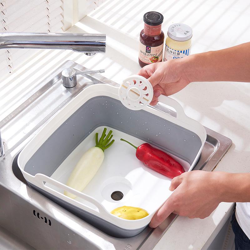 Корзина кухонная складная с клапаном для слива воды 19 л Белая/Серая (ОДКБ-106) - фото 3