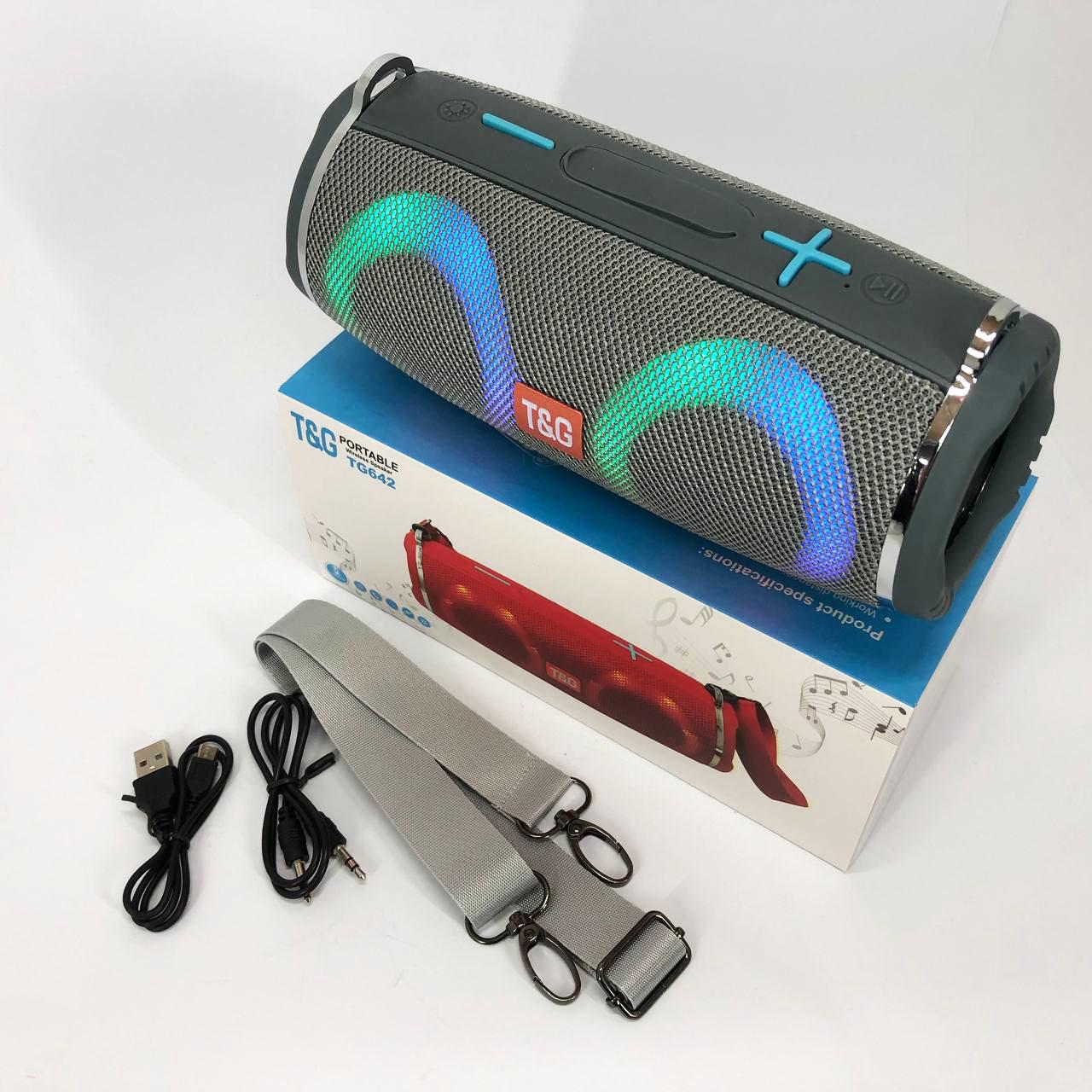Портативна колонка з RGB підсвічуванням та ремінцем Сірий (TG642) - фото 17