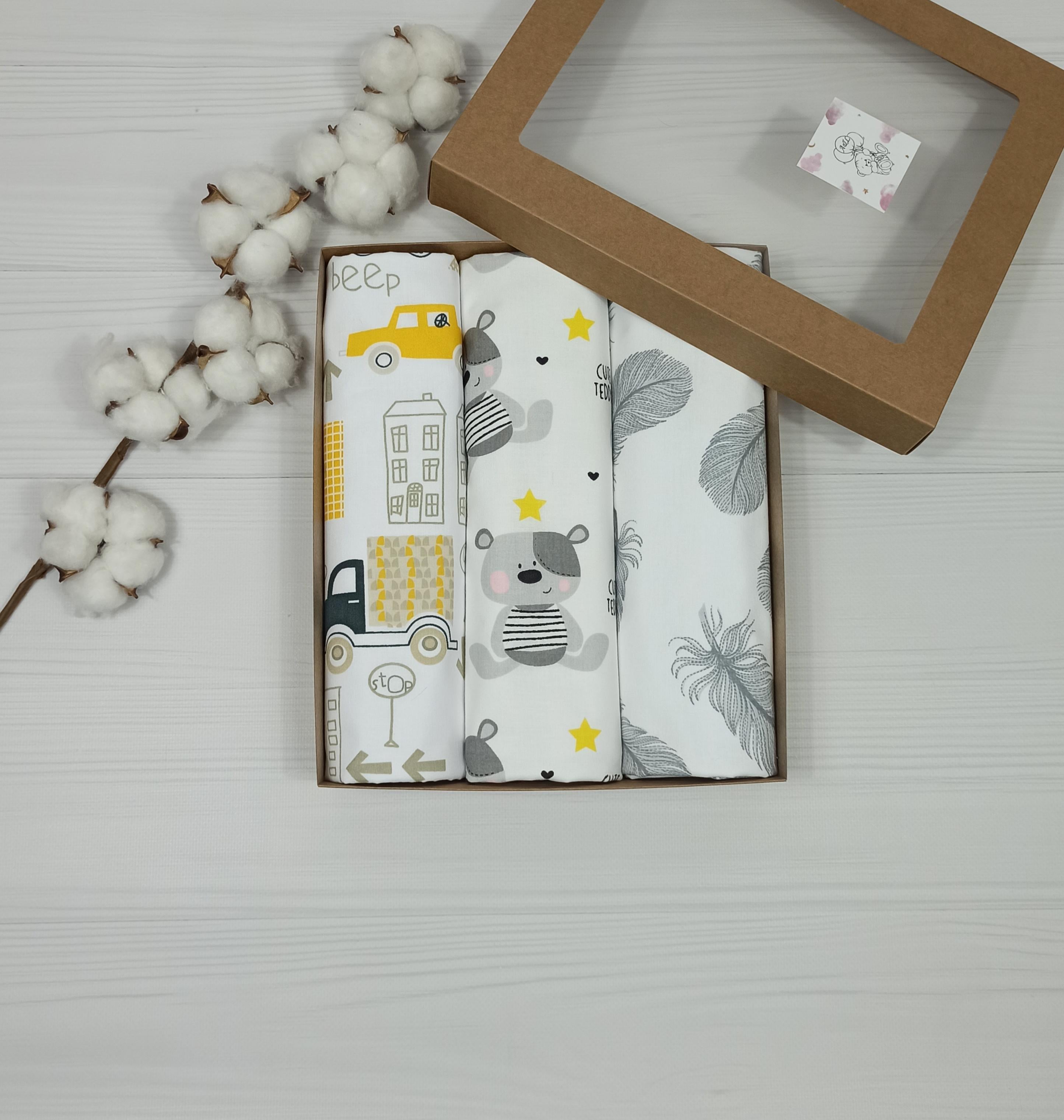 Пеленки детские a.l.babybox Мишка в звездах №2 50х80 см 3 шт. Разноцветный (NA 18169741)