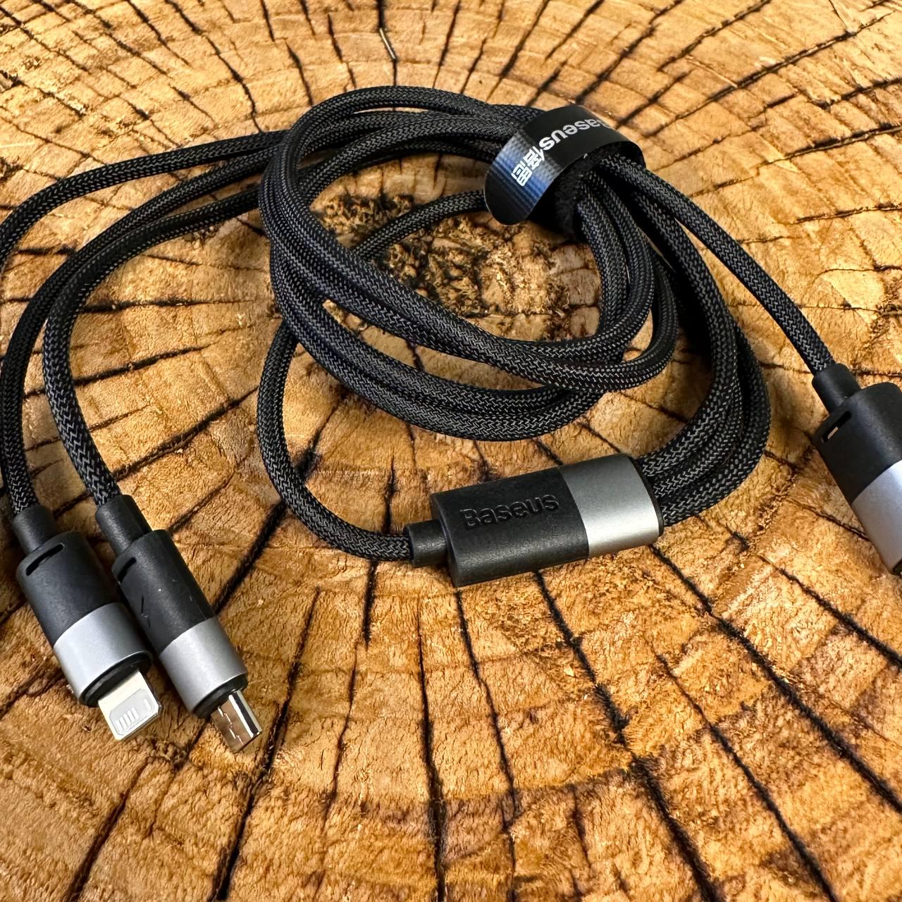 Кабель зарядки BASEUS 3в1 3,5А 1,2 м Чорний - фото 5 Кабель зарядки BASEUS 3в1 3,5А 1,2 м Чорний - фото 5