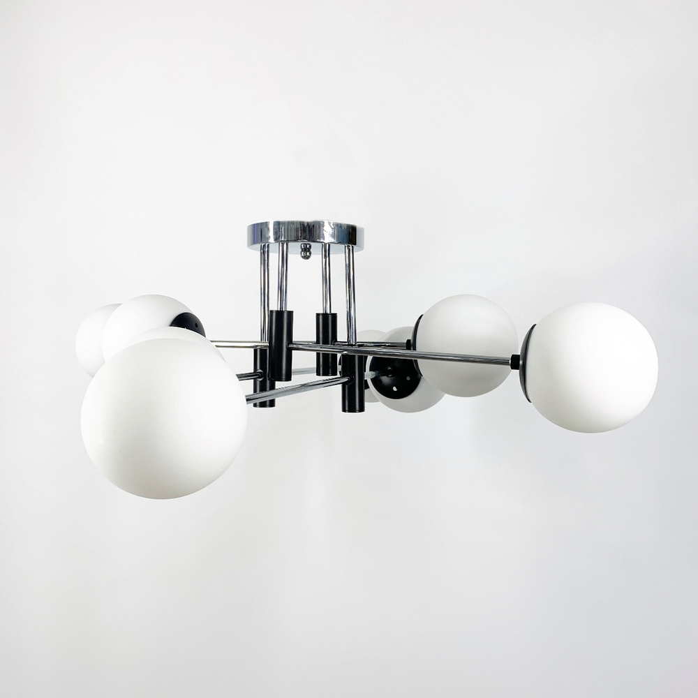 Люстра потолочная Lighthouse LF-17376/8 CR/BK/WT Черный/Хром/Белый