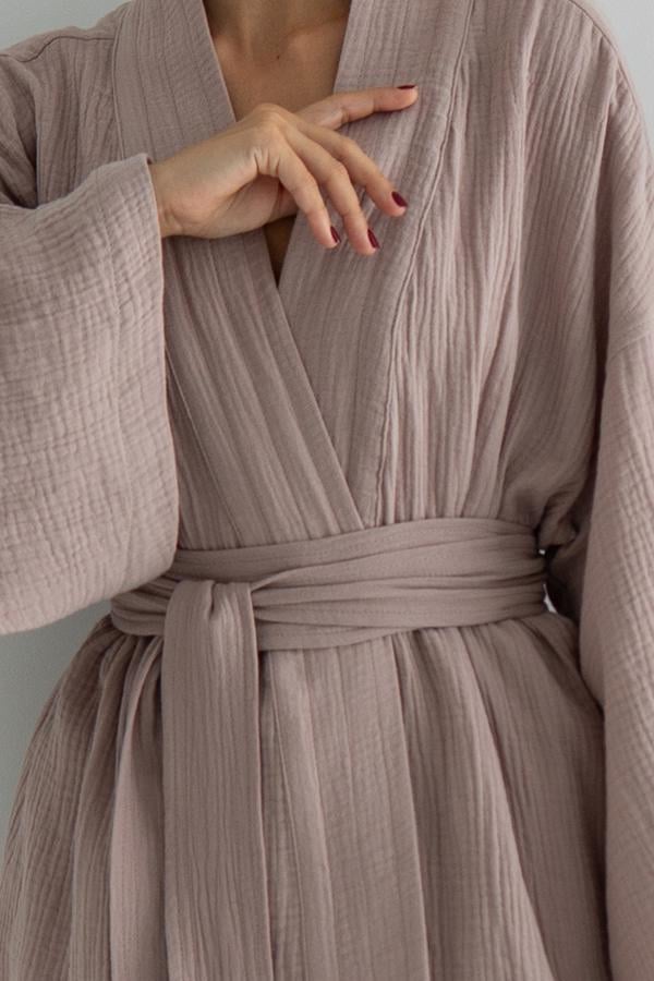 Костюм кімоно з брюками Mokko з мусліну M/L (29517768) - фото 5 Костюм кімоно з брюками Mokko з мусліну M/L (29517768) - фото 5