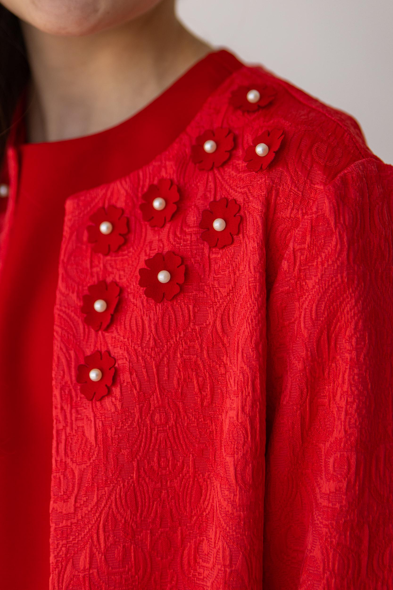 Платье на девочку подростка с жаккардовым кардиганом Diва 146 см Красный (26001) - фото 2