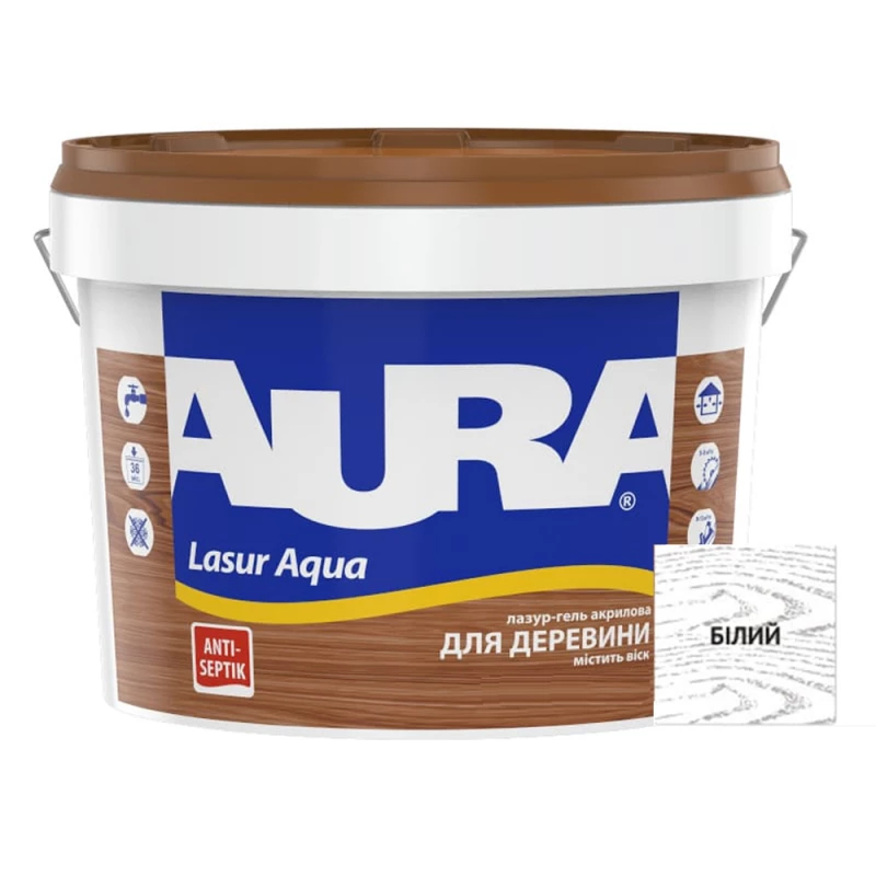 Лазурь-лак акриловый Aura Lasur Aqua для древесины 2,5 л Белый (2571574275)