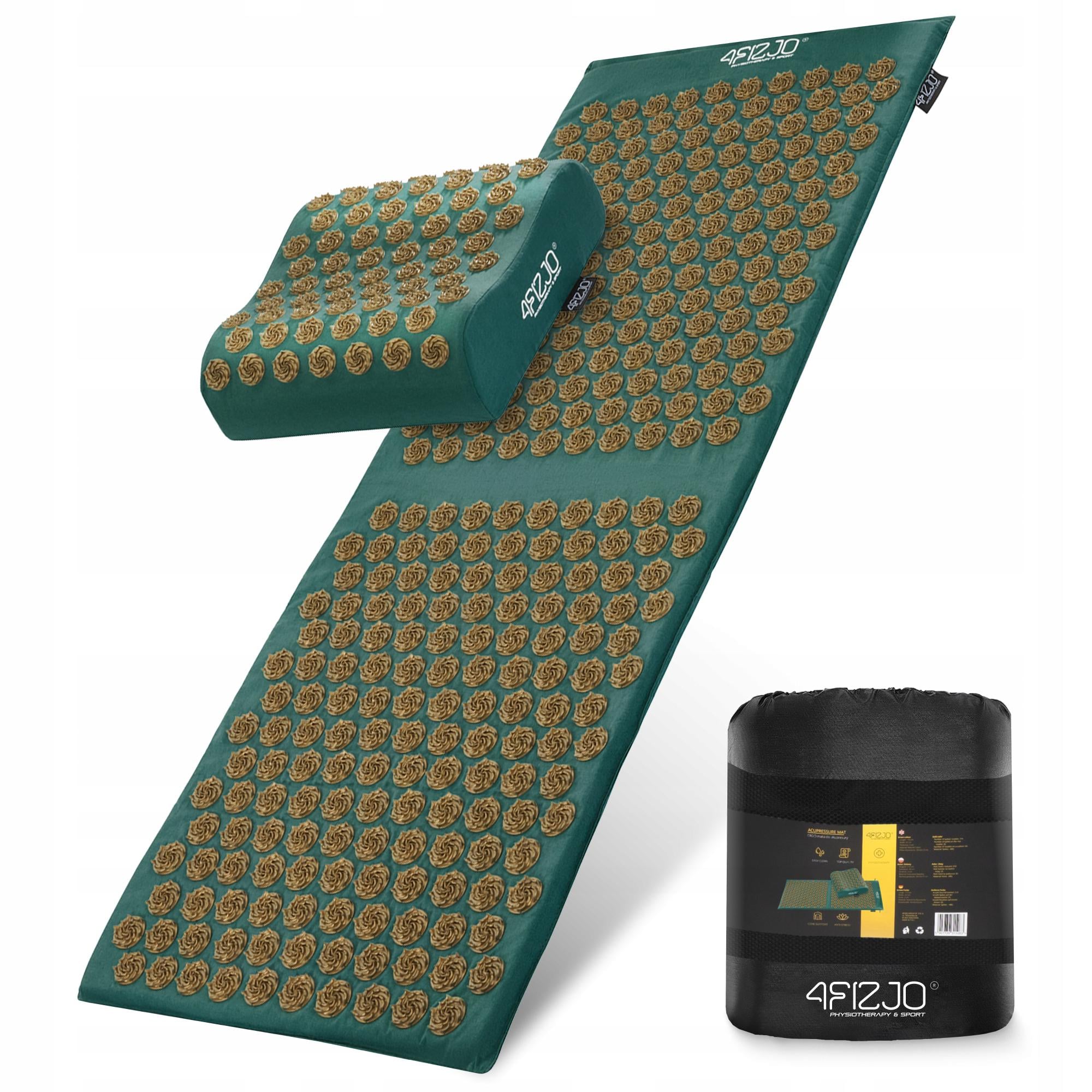 Коврик акупунктурный с подушкой 4FIZJO Ergo Mat XL Аппликатор Кузнецова Navi Green/Gold (P-5907739315083)
