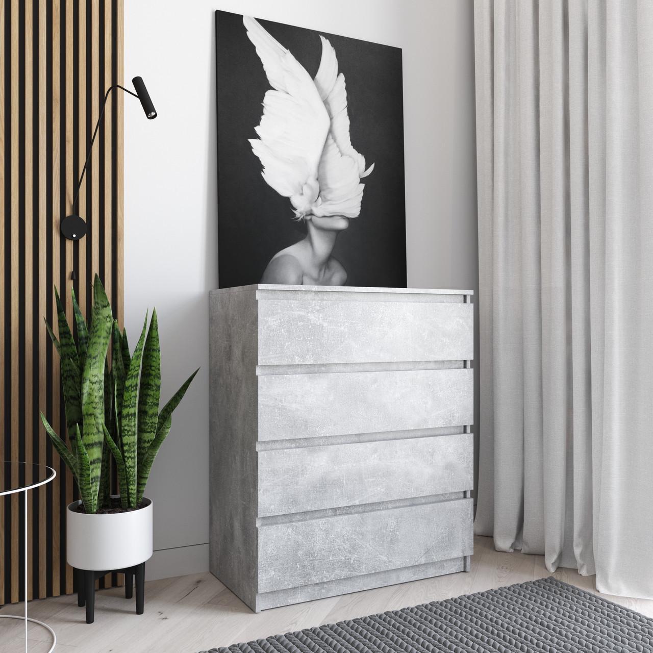 Комод VAYS 4 ящика телескопические направляющие 80х40х98 см Бетон (30778594)