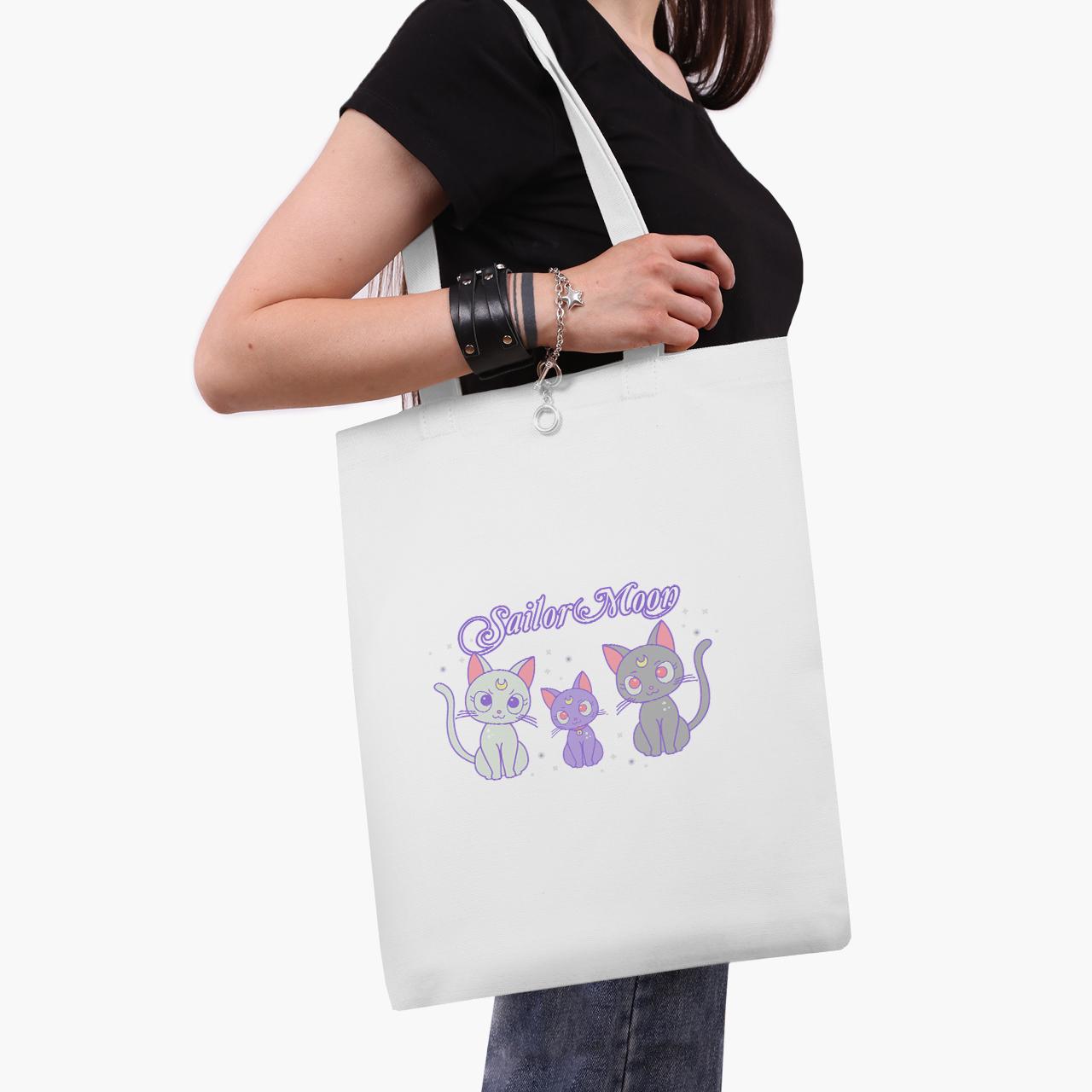 Эко сумка шоппер anime Sailor Moon Cats 41x35 см Белый (9227-2920-WT1)