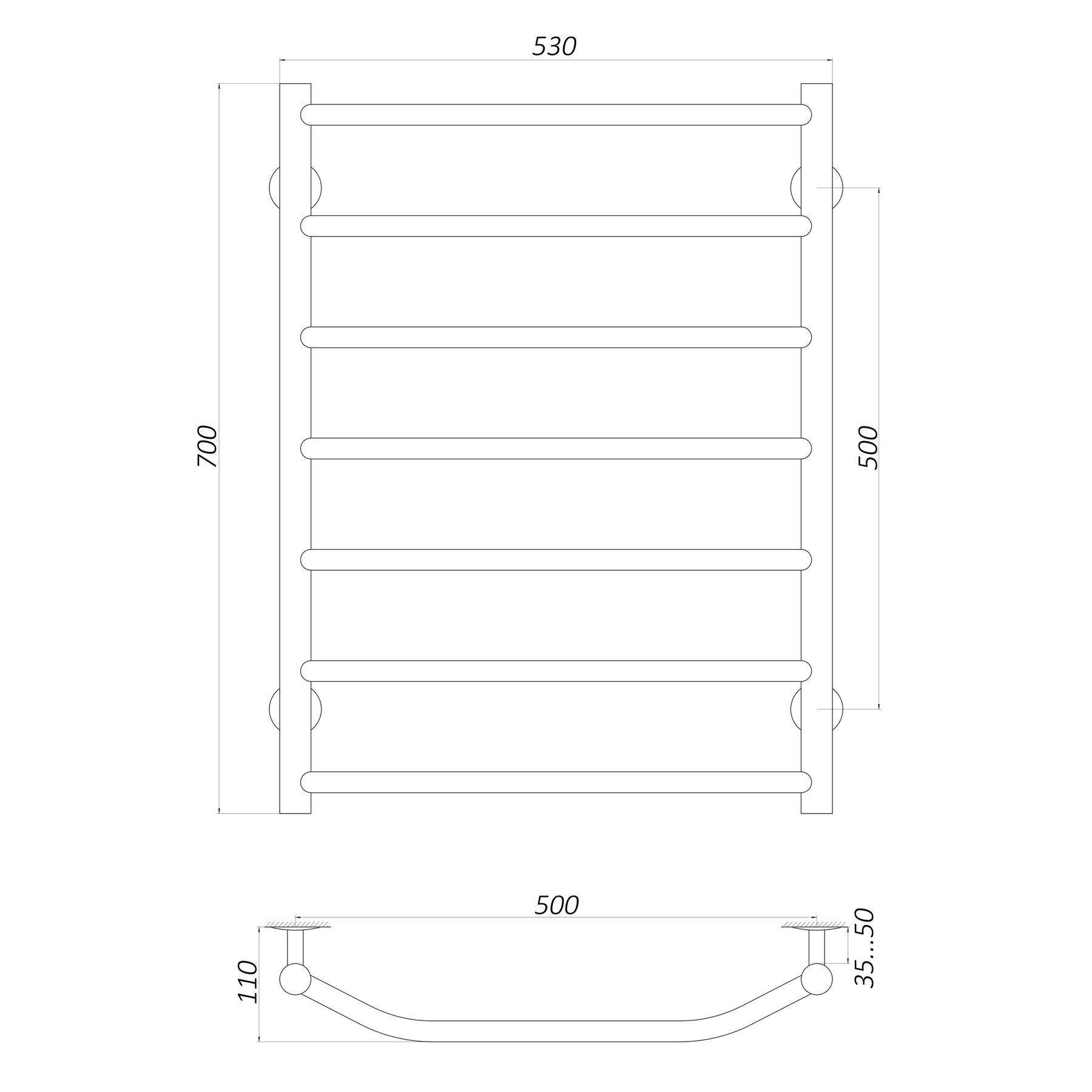 Полотенцесушитель UNIO LT W 700-500-7 Лестница Трапеция (20646) - фото 4 Полотенцесушитель UNIO LT W 700-500-7 Лестница Трапеция (20646) - фото 4
