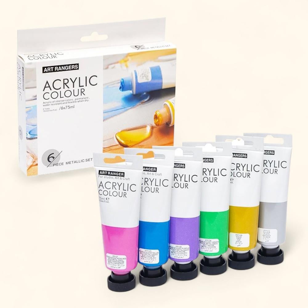Набор акриловых красок 6 металлических оттенков по 75 мл (37-112019)