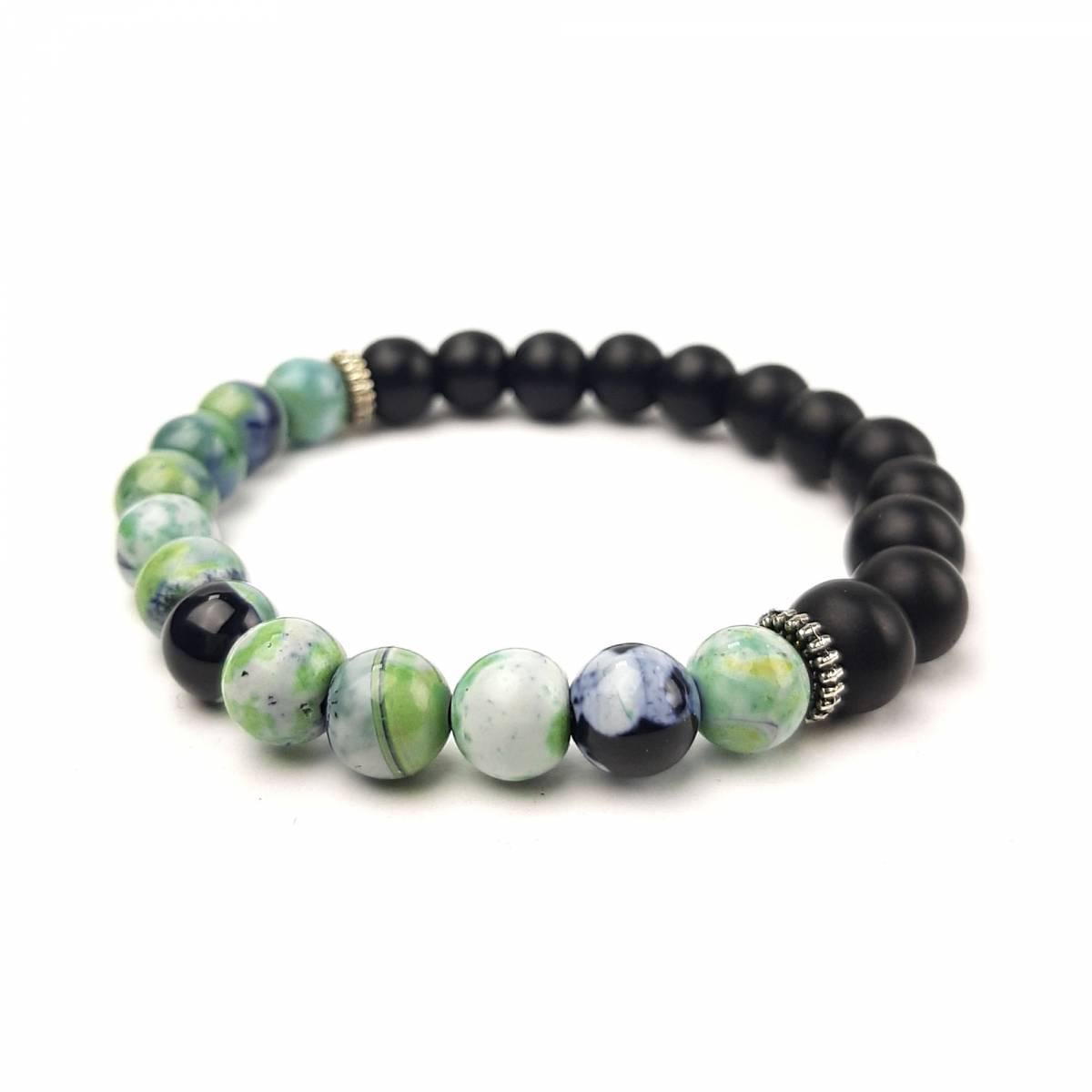 Браслет DARSANA Дуэт из натурального камня шунгит/агат (DRSU005716)