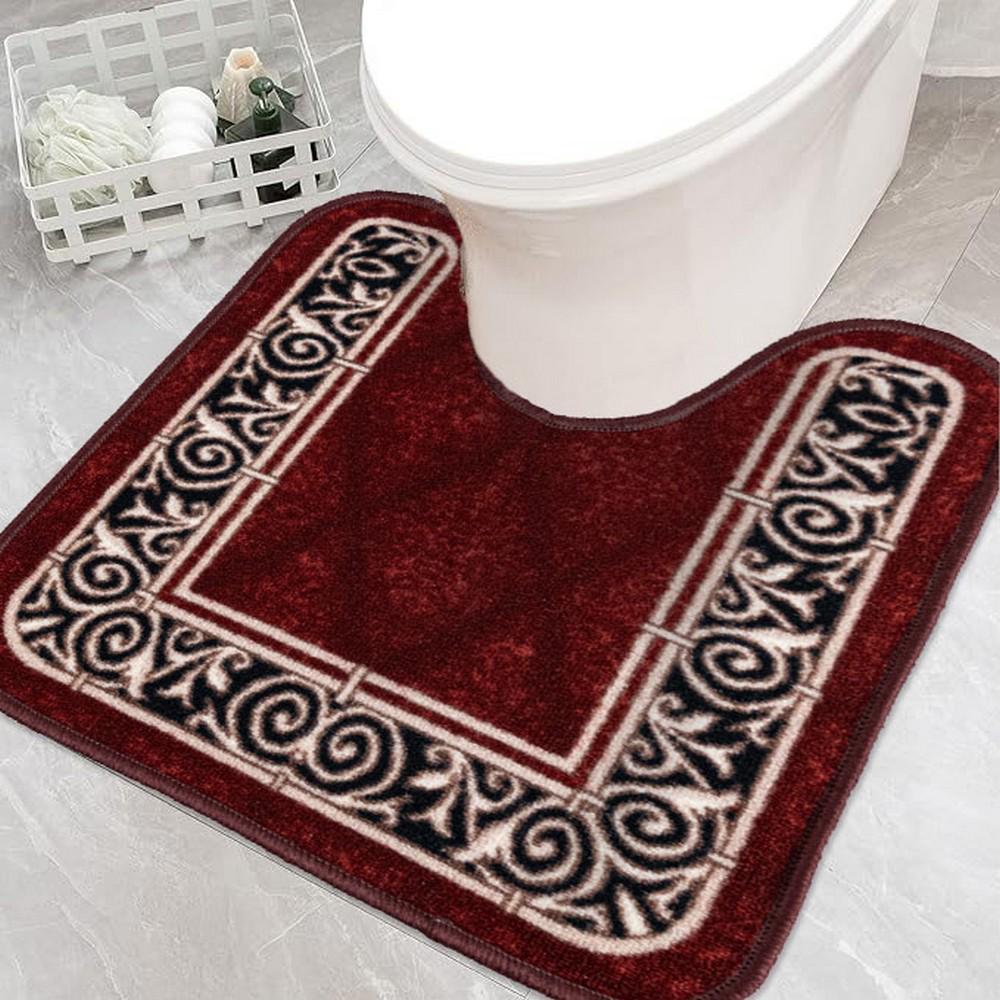 Килимок для туалету Taba 226-1 з вирізом під унітаз 57х60 см Бордовий (25808939)