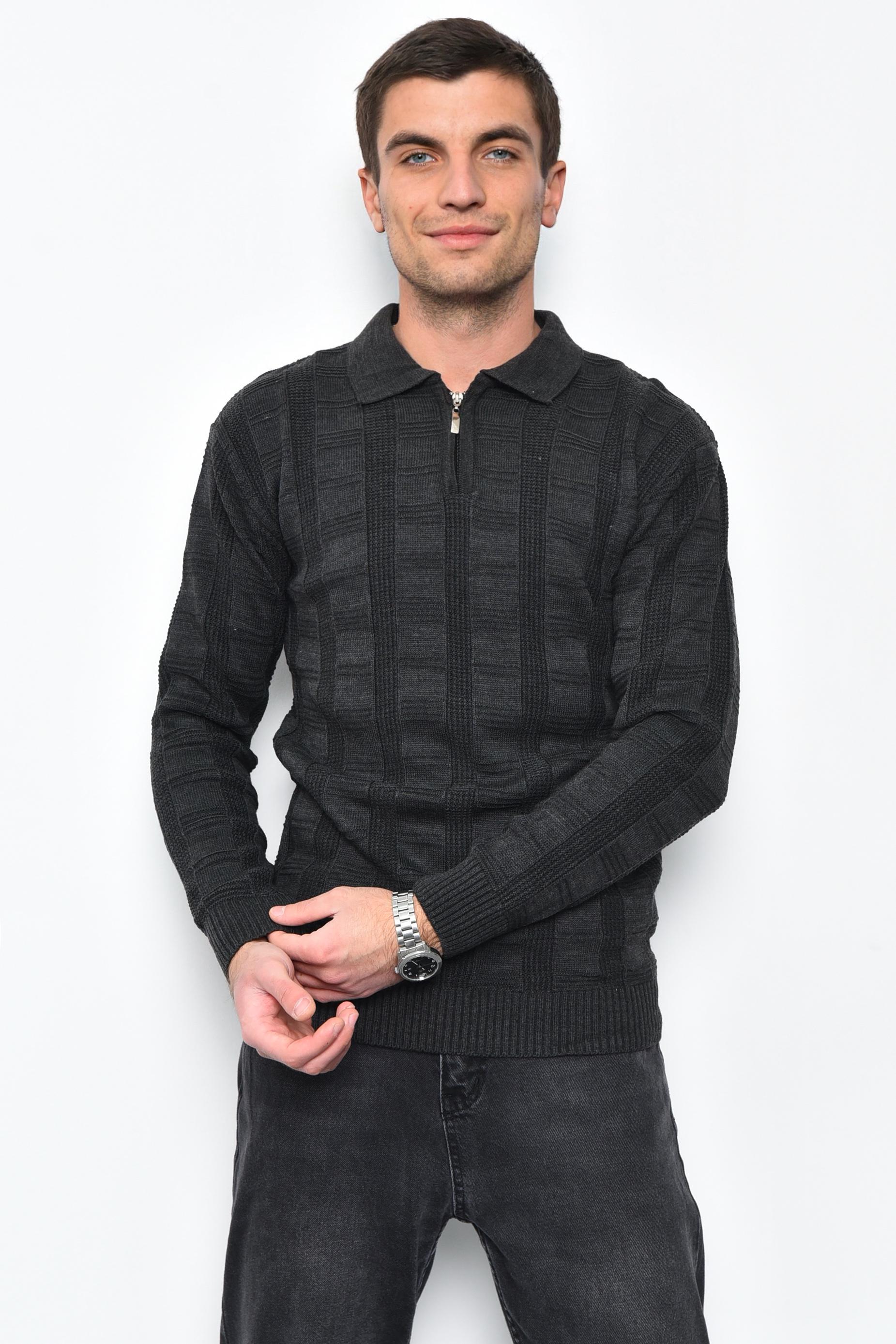 Свитер мужской акриловый L Темно-серый (169910) - фото 2 Свитер мужской акриловый L Темно-серый (169910) - фото 2