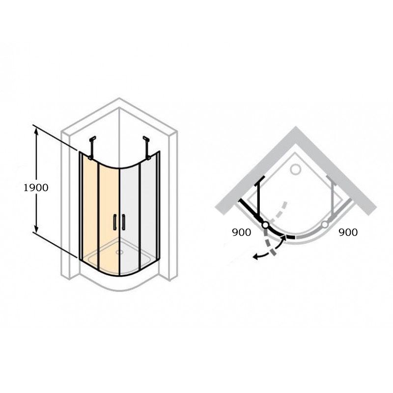 Душова кабіна HUPPE Classics 2 C24002.069.321 90x90x190 см Хром (113828) - фото 2