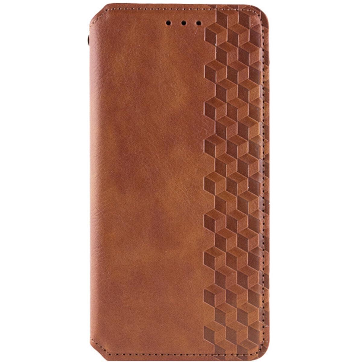 Противоударный Чехол-книжка Rubic Leather для смартфона  Xiaomi Redmi Note 13 Pro Plus 5G  Brown