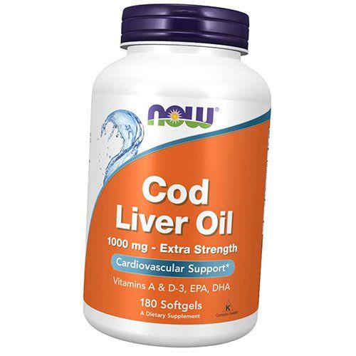 Жир риб'ячий Now Foods Cod Liver Oil 1000 з печінки тріски 180 гел. капс. (67128018)