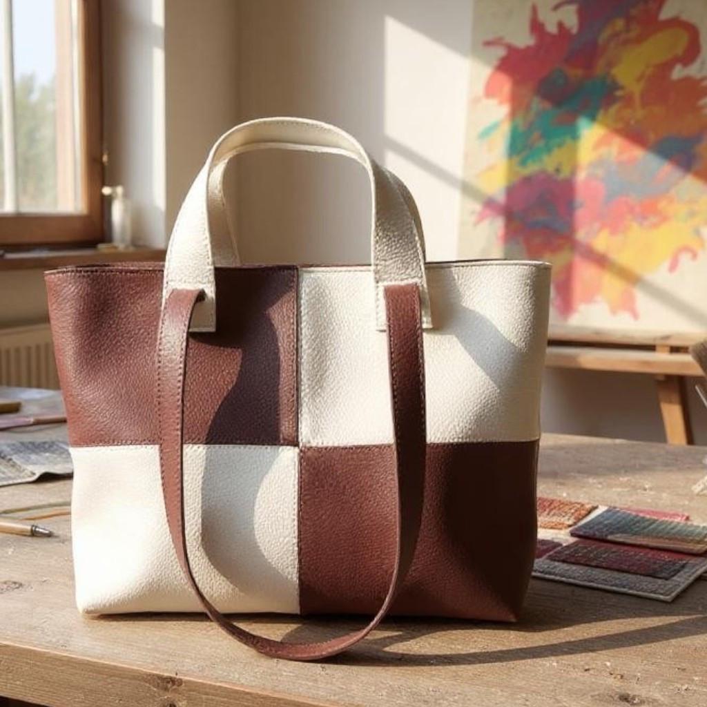 Сумка-шоппер вместительная женская на плечо экокожа вмещает A4 Пудровый/Белый