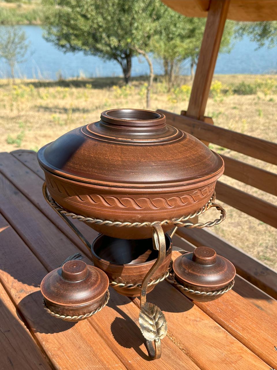 Підставка для підігріву м'яса Глінка із соусницями 5 л