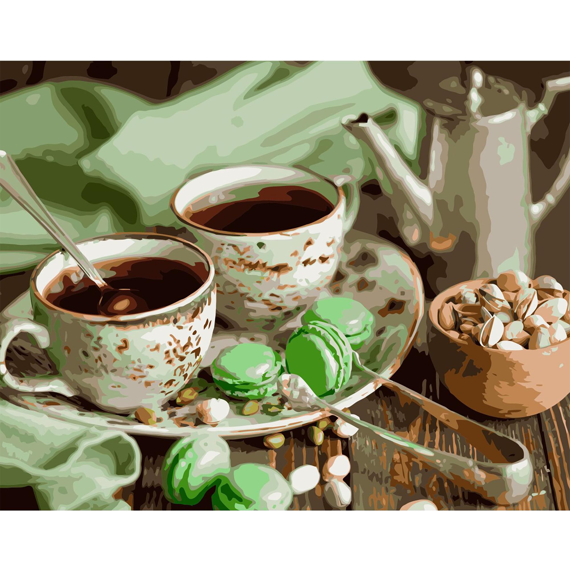 Картина по номерам Strateg Кофе на двоих с макарунами 40x50 см (VA-2817)