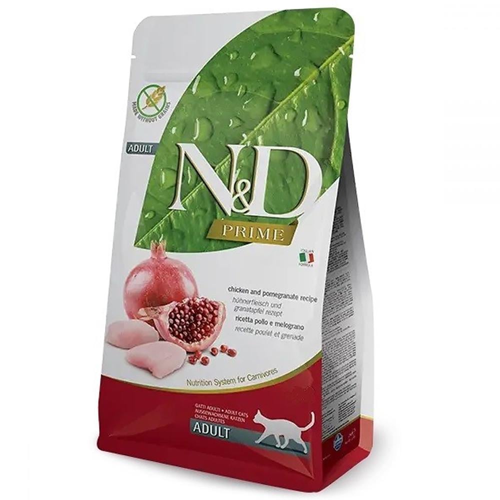Корм сухий беззерновий Farmina N&D Prime GF Cat Chicken & Pomegranate з куркою та гранатом для дорослих котів 1,5 кг (156413)