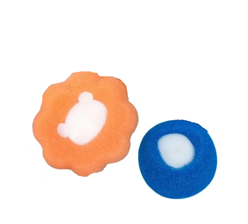 Кульки для прання багаторазові Korni проти вовни тварин і волосся паралонові 2 шт. 6х6 см Помаранчевий з синім (opt-102775)