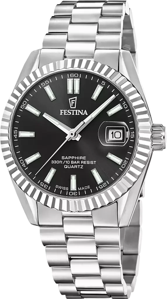 Наручные часы мужские Festina F20084/D Classic Steel Swiss Made со стальным корпусом/сапфировым стеклом WR 100 м и черным циферблатом Наручные часы мужские Festina F20084/D Classic Steel Swiss Made со стальным корпусом/сапфировым стеклом WR 100 м и черным циферблатом