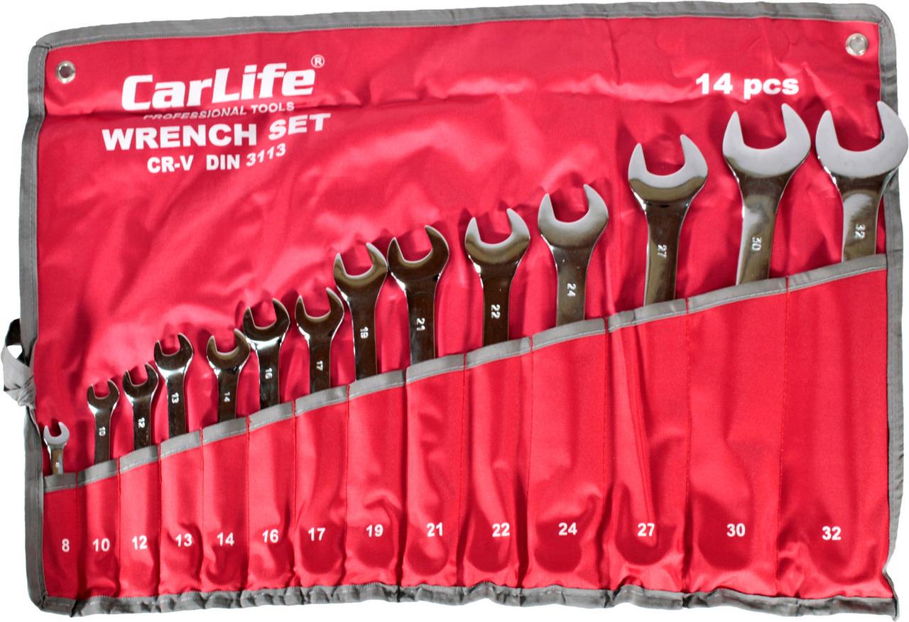 Набор ключей рожково-накидных CarLife в чехле 14 шт. 8-32 мм (WR4214/P) Набор ключей рожково-накидных CarLife в чехле 14 шт. 8-32 мм (WR4214/P)