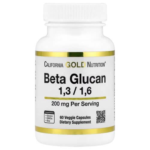 Дрожжи California Gold Nutrition Beta Glucan 1-3 1-6 200 мг 60 растительных капс. (CGN-01795)