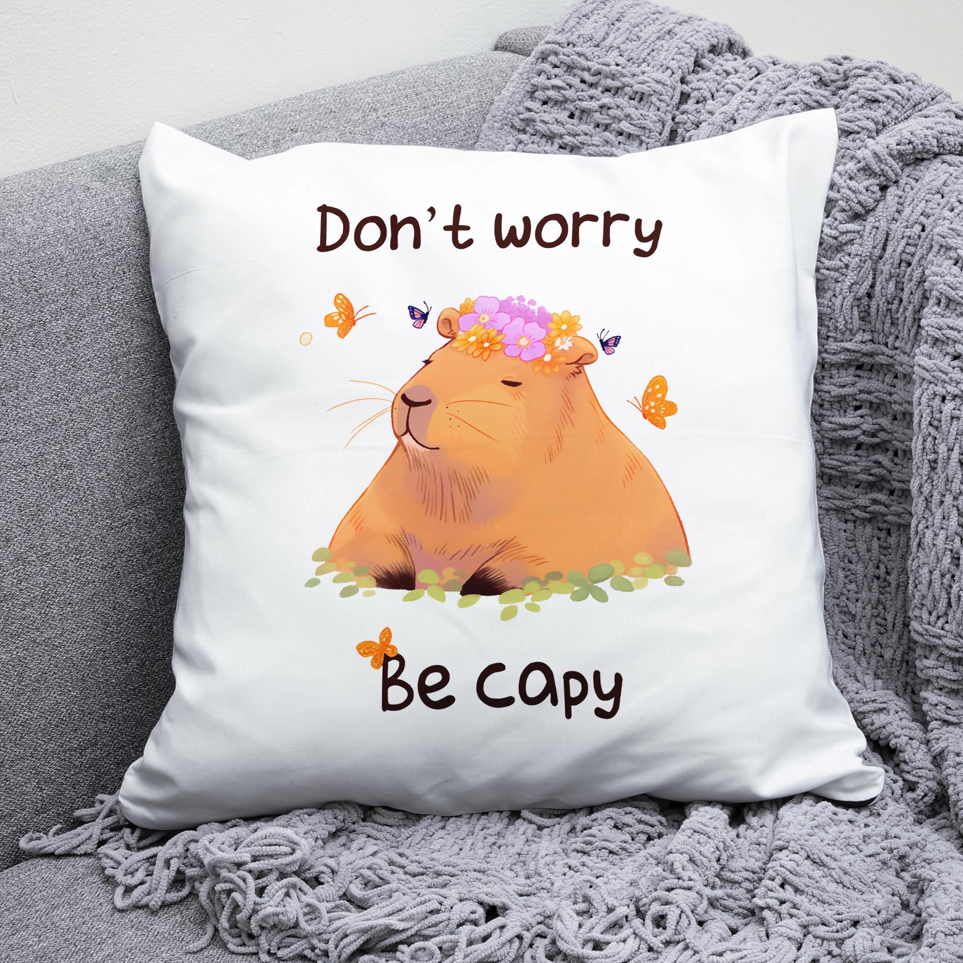 Плюшевая подушка квадрат с принтом Капибара "2 (395)