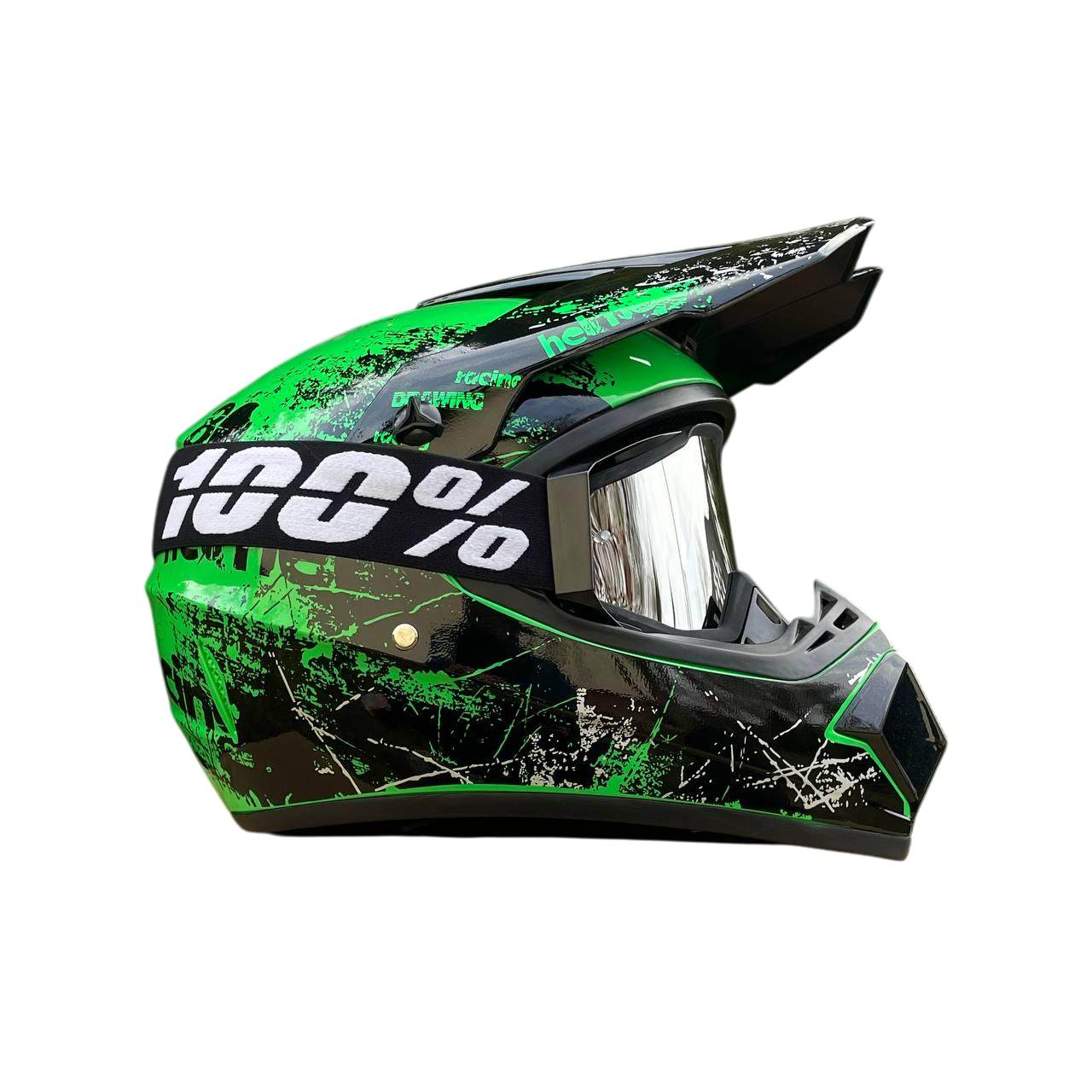 Мотошлем Virtue Эндуро с очками Зеленый/Черный (22509)