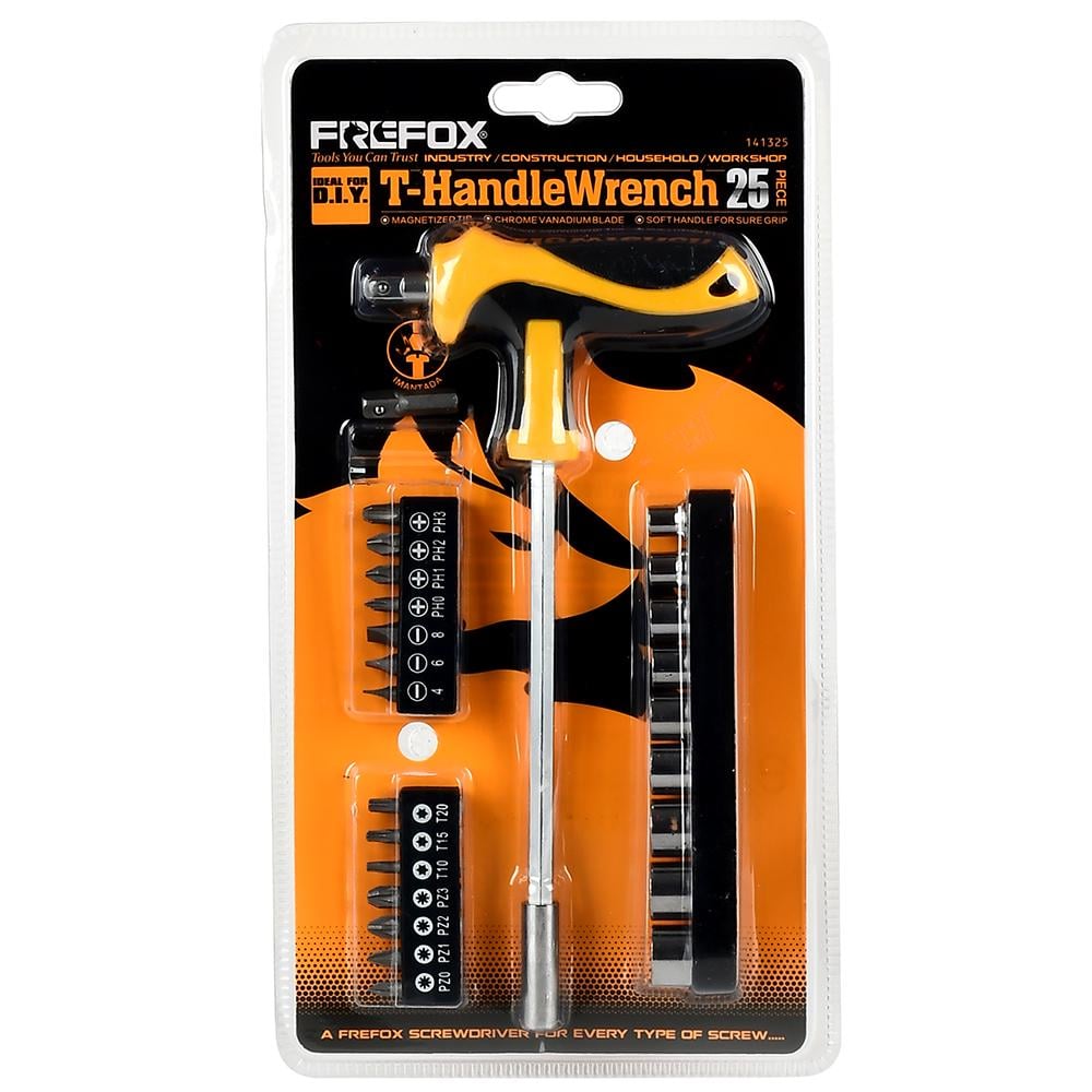 Викрутка з Т-подібною ручкою Stenson R32132 24 насадки Жовтий (614916)