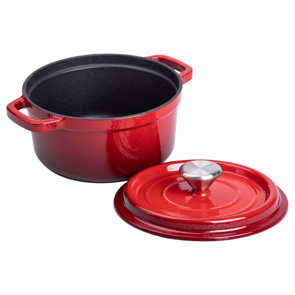 Кастрюля чугунная эмалированная с крышкой 20 см 2 л Красный (6809) - фото 8 Кастрюля чугунная эмалированная с крышкой 20 см 2 л Красный (6809) - фото 8